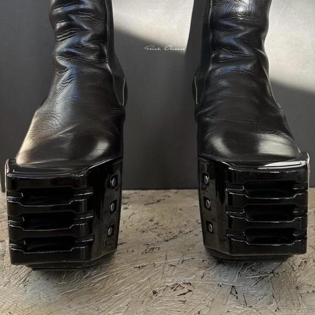 Rick Owens kiss boots, featuring a clear heel and... - Depop