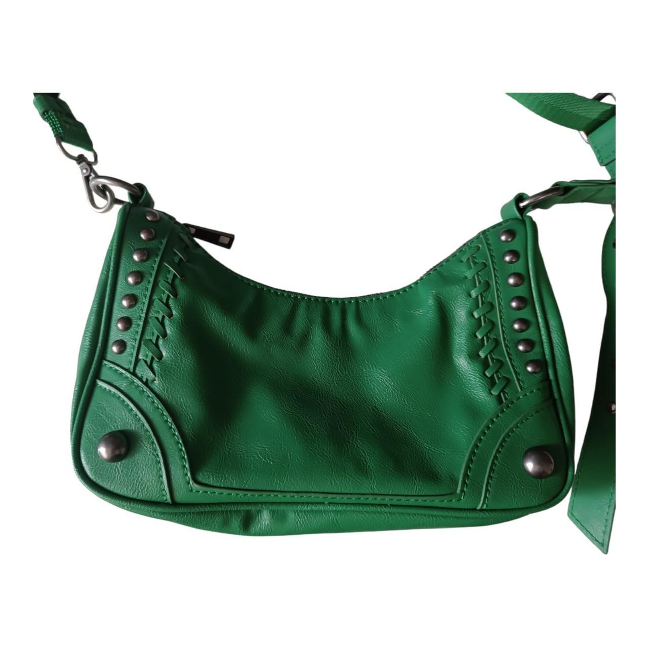 Zara green studded faux leather mini city bag with... Depop