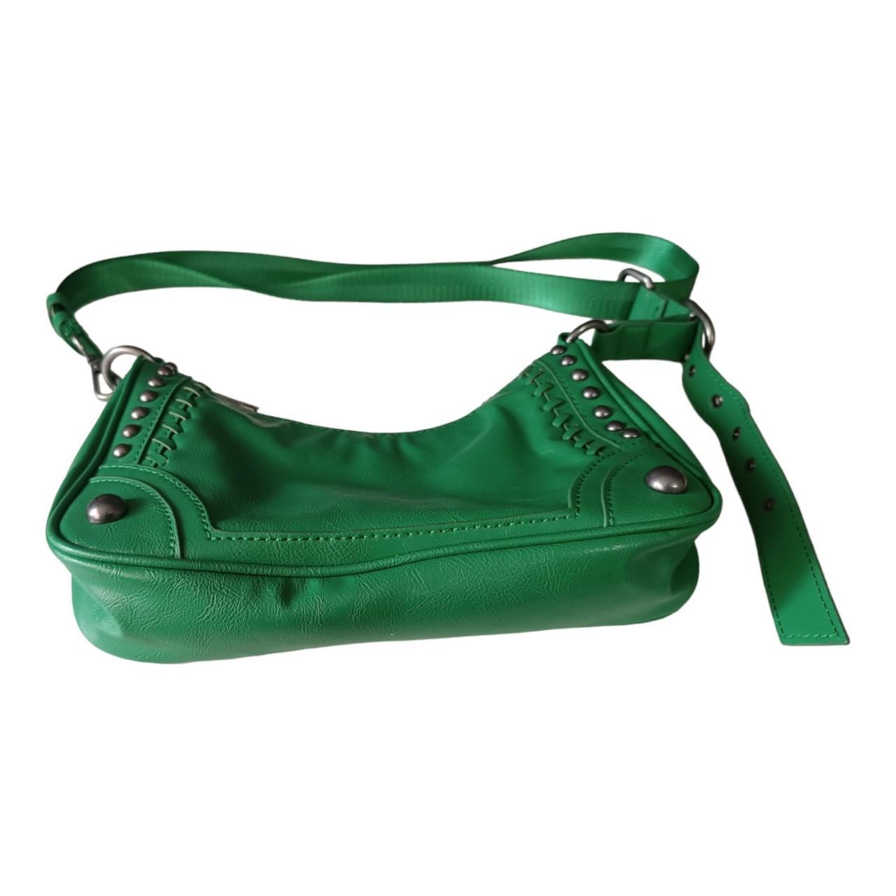 Zara green studded faux leather mini city bag with... Depop