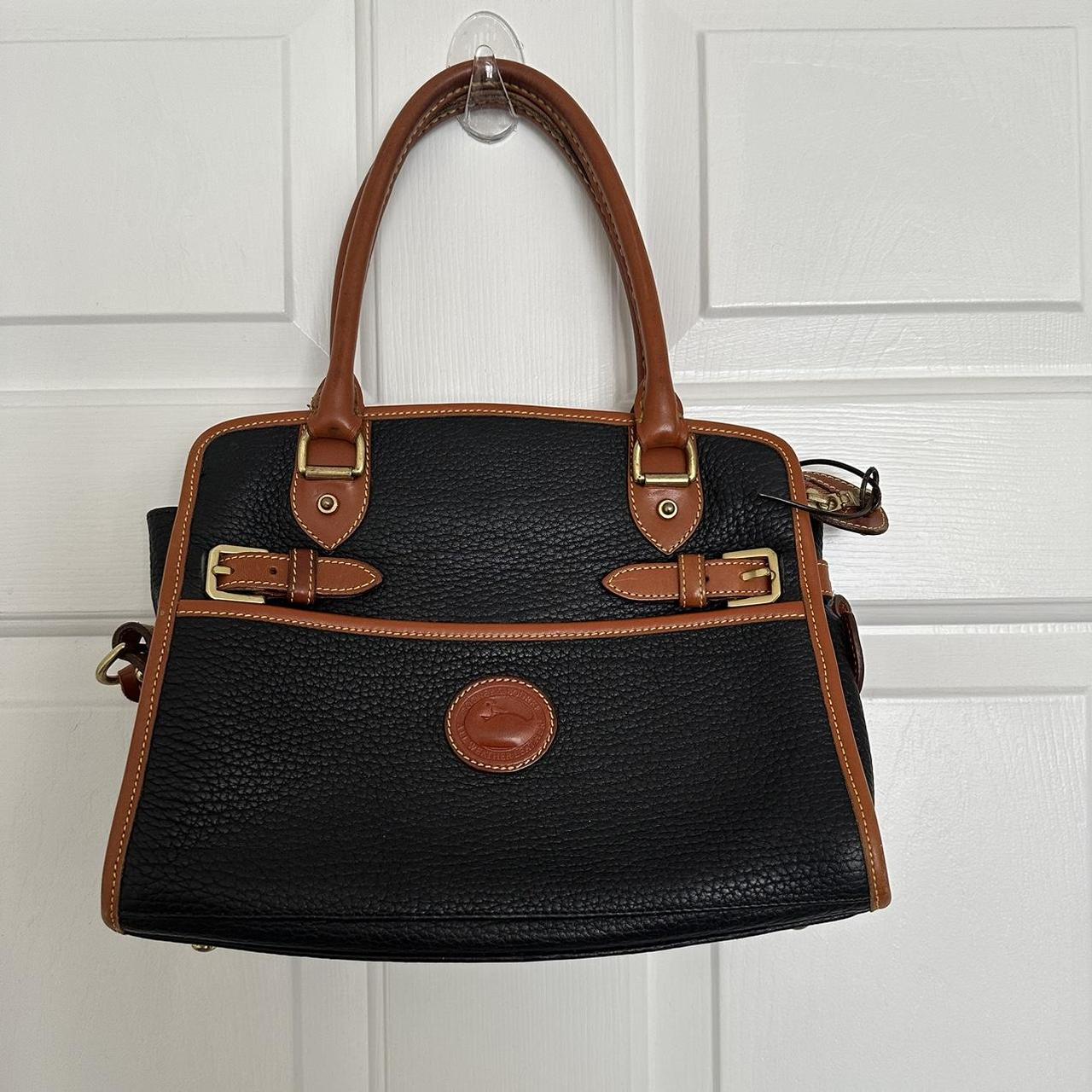 Vintage 80s Dooney and Bourke Black and Brown Pebbled Leather Purse