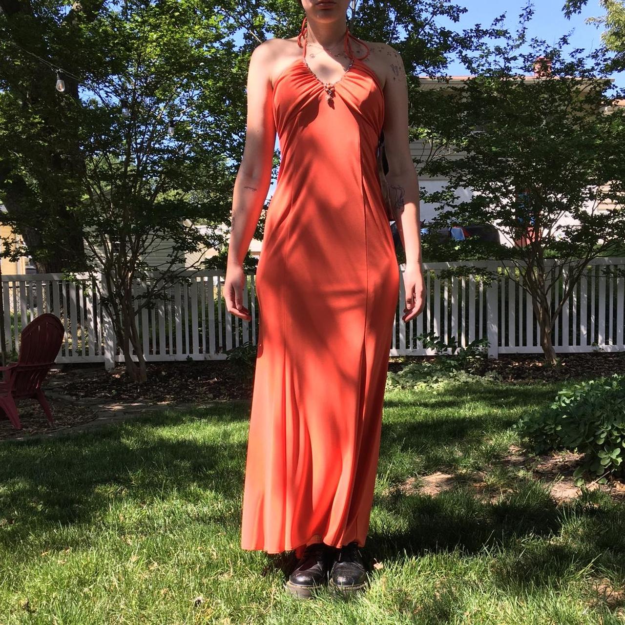 orange burnt dress