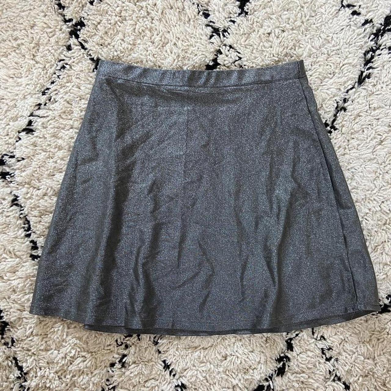 Vintage sparkly silver mini skirt Skater skirt fit,... - Depop