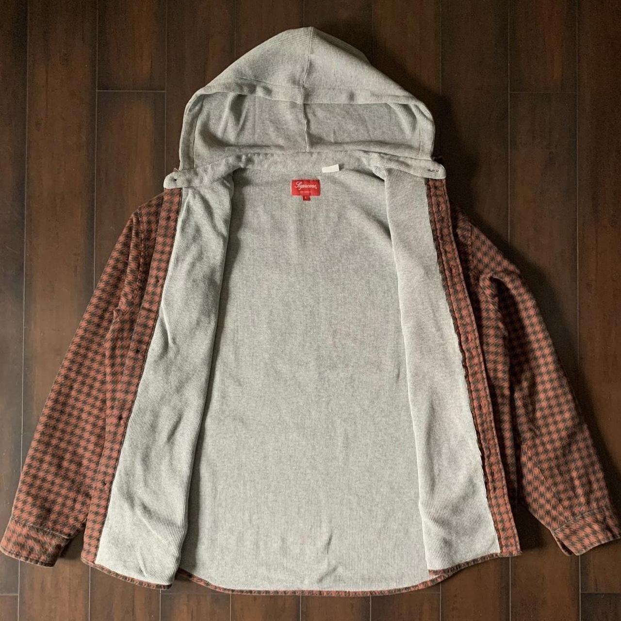 Supreme FW22 Houndstooth Flannel Hooded Shirt in... - Depop