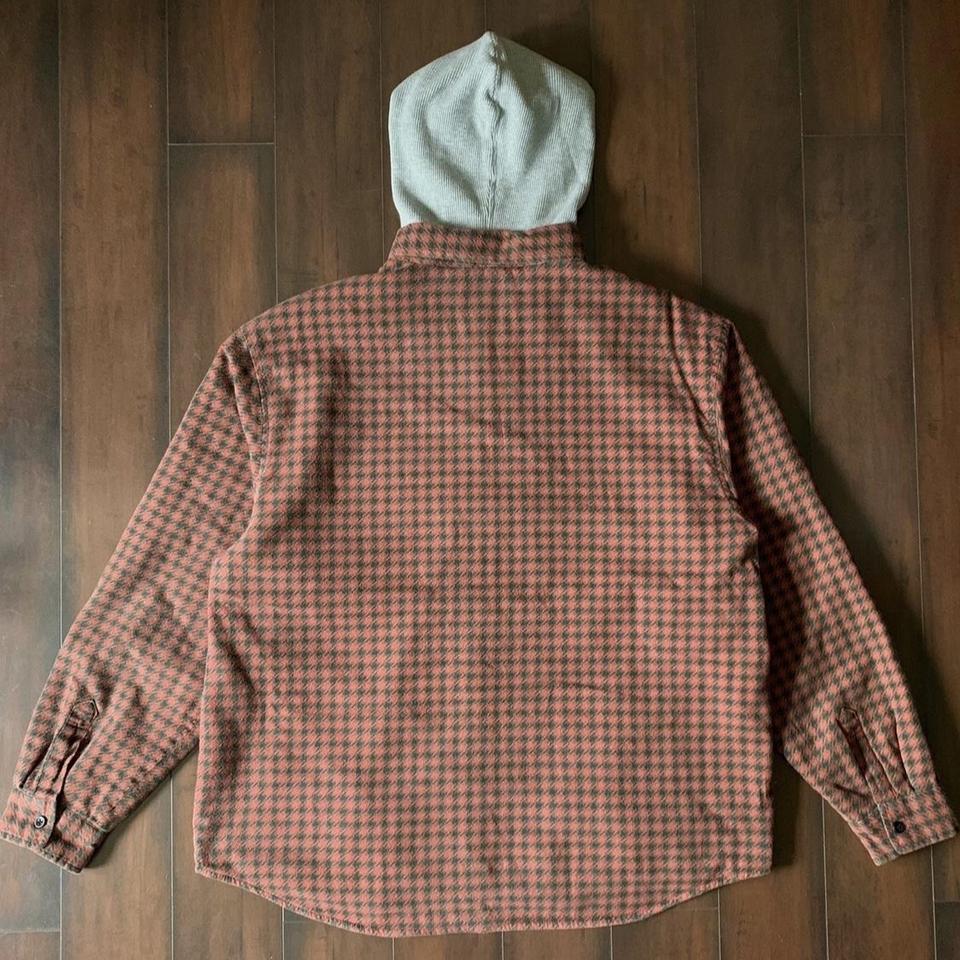 Supreme FW22 Houndstooth Flannel Hooded Shirt in... - Depop