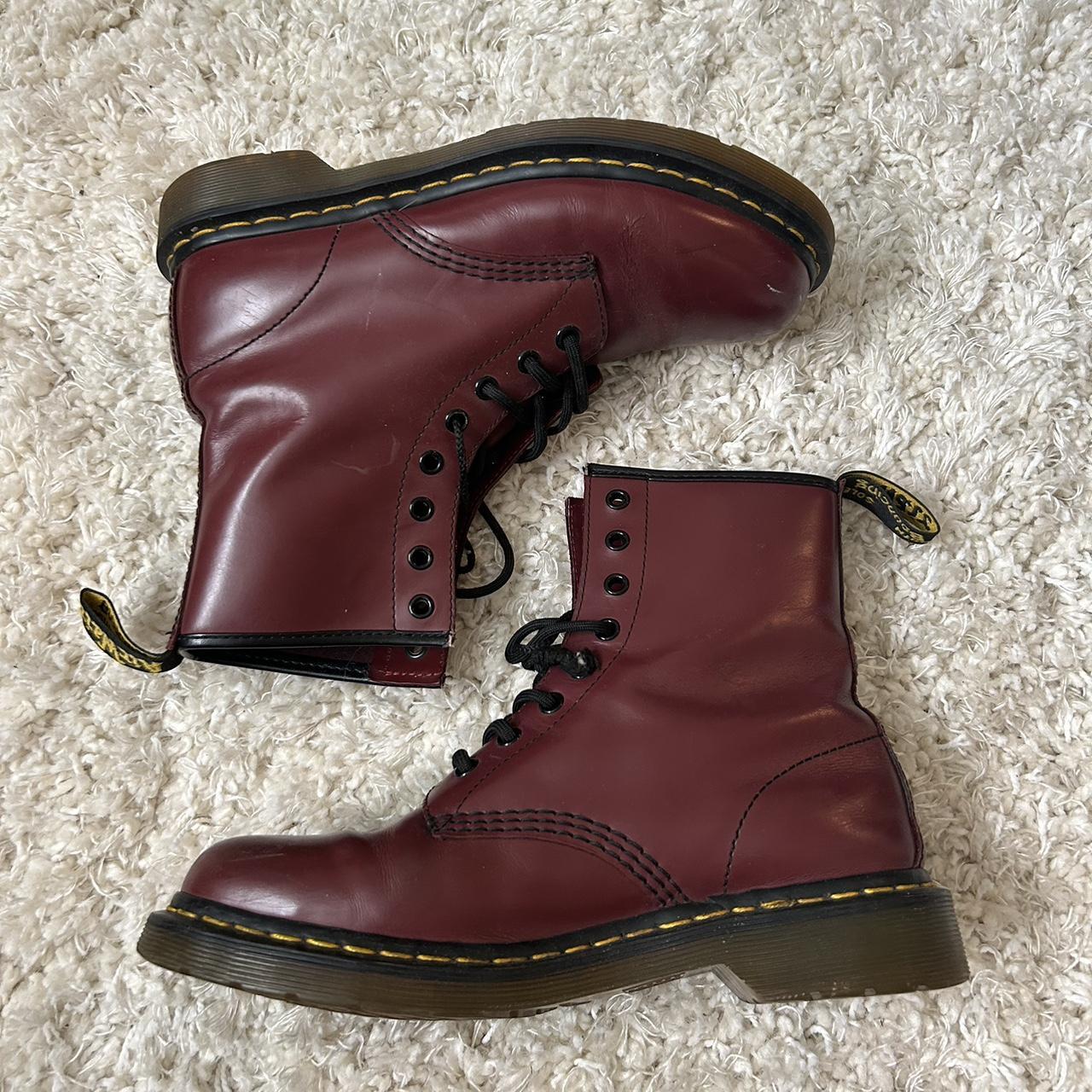 Dr. Martens Women's Burgundy Boots | Depop