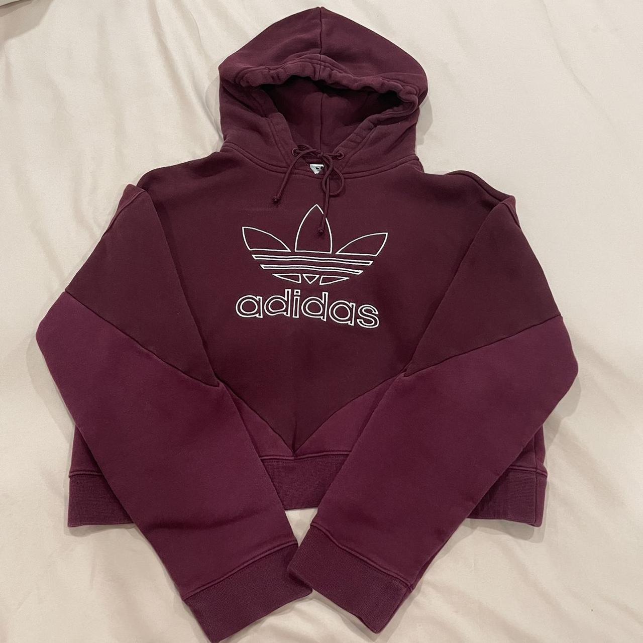 Adidas women's clearance trefoil hoodie burgundy