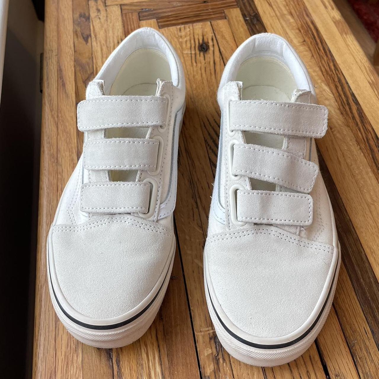 White Velcro Vans - worn only once - canvas and... - Depop