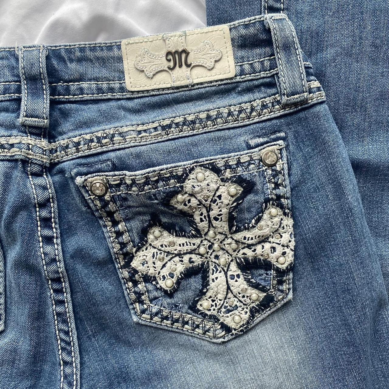 Y2k lace bedazzled miss me jeans💋 omg i loveee these... - Depop