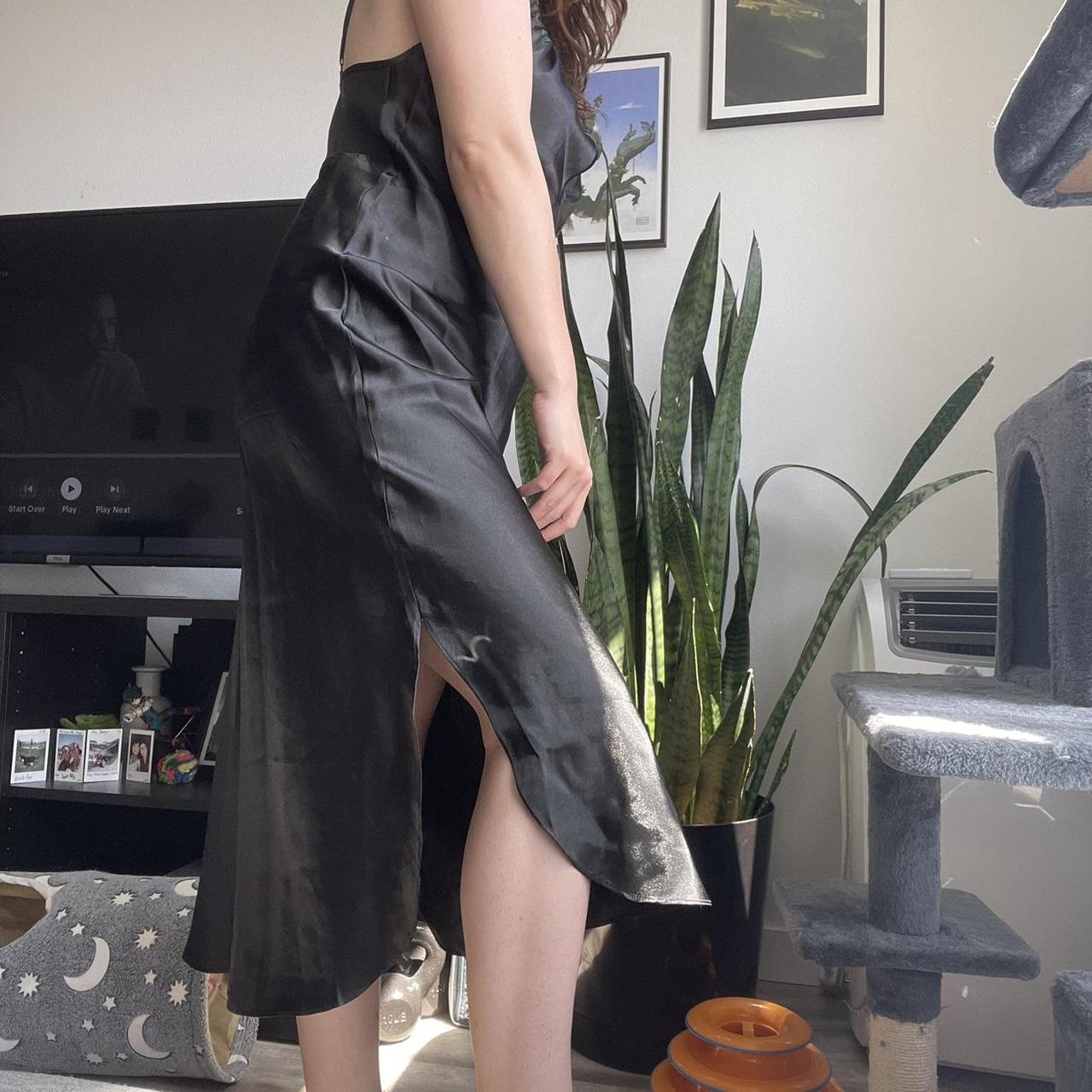 Vintage Black and Blush Mesh Overlay Slip Dress - Depop