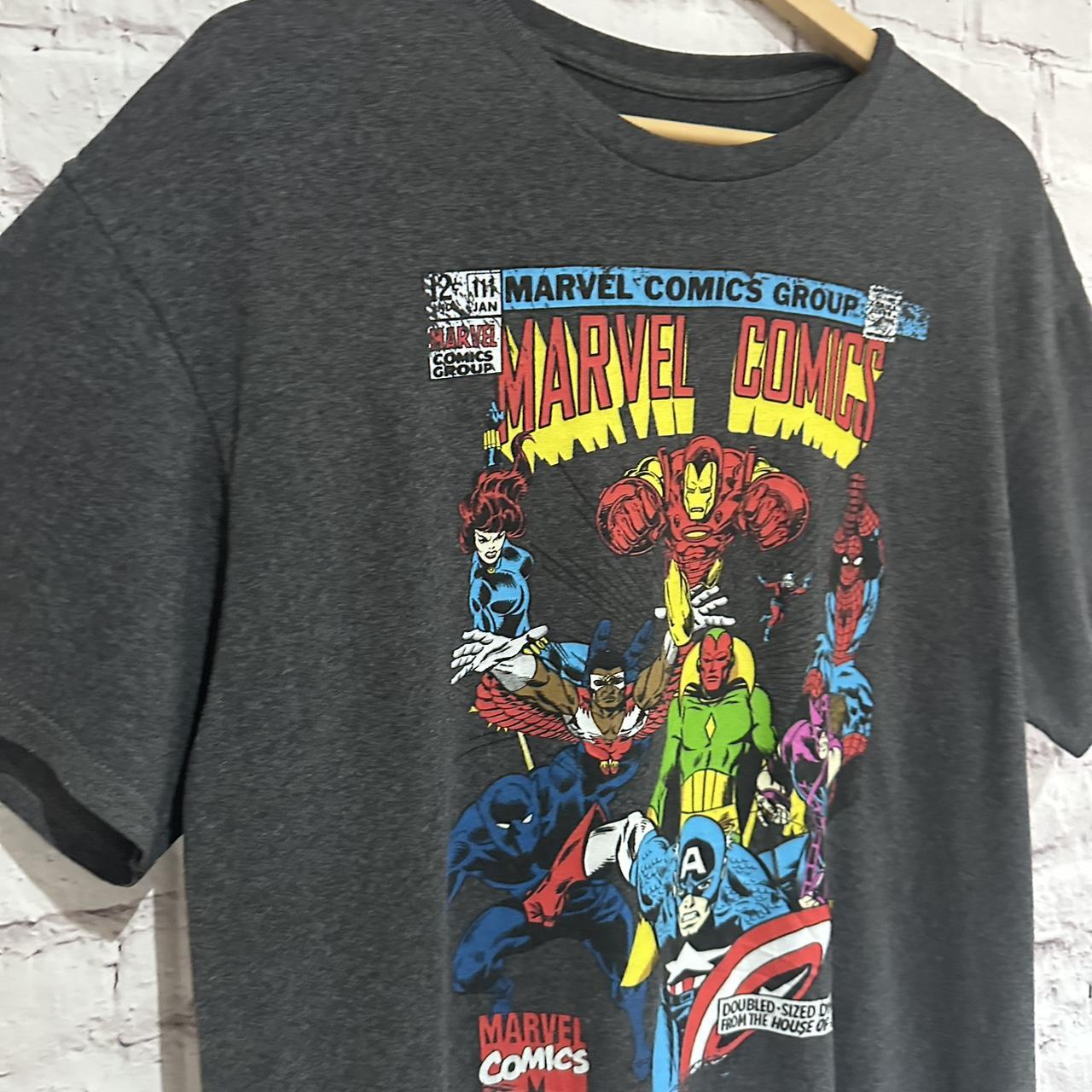 Grey marvel comics old school style collage t shirt... - Depop