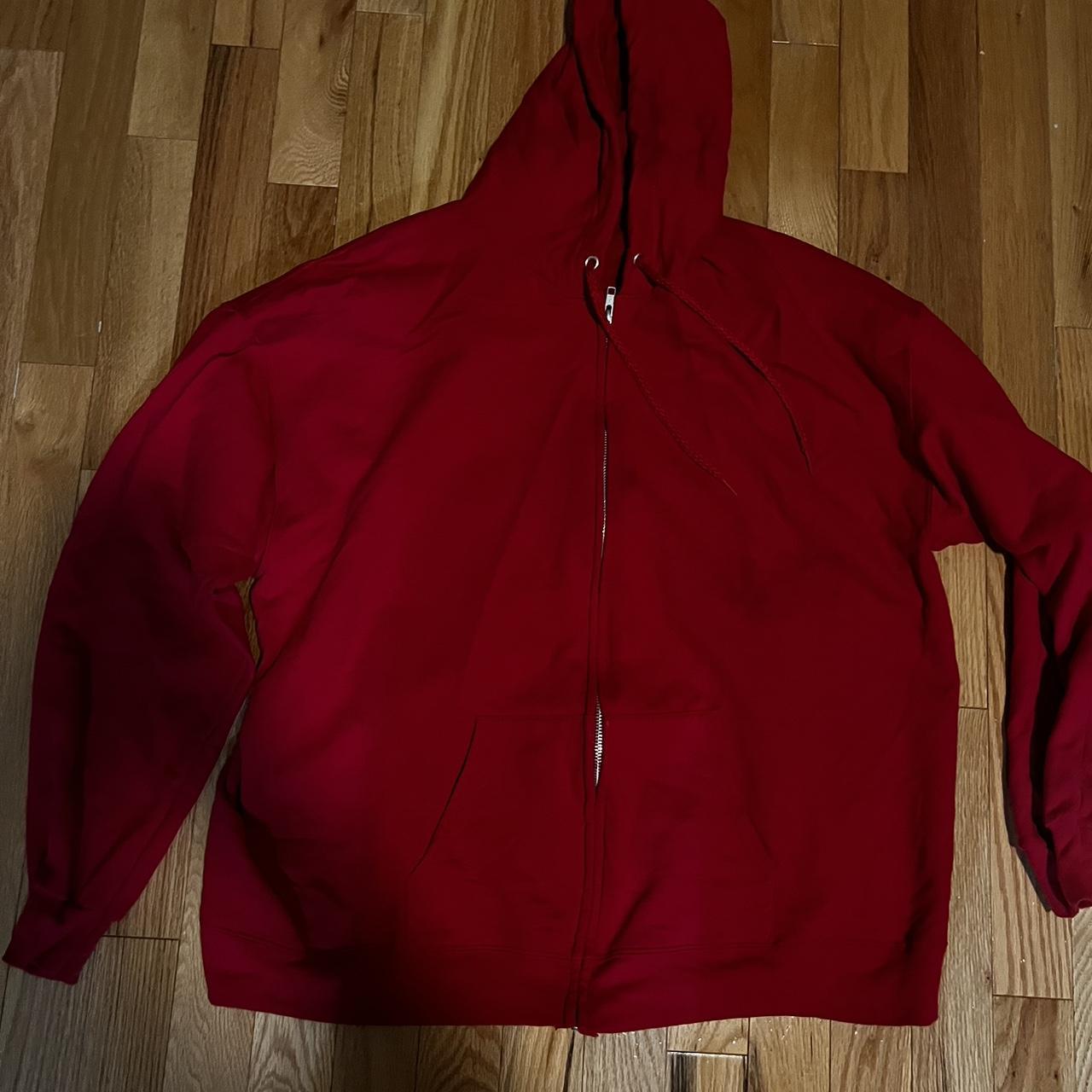 Oversized red hanes zip up hoodie size XL hoodie Depop