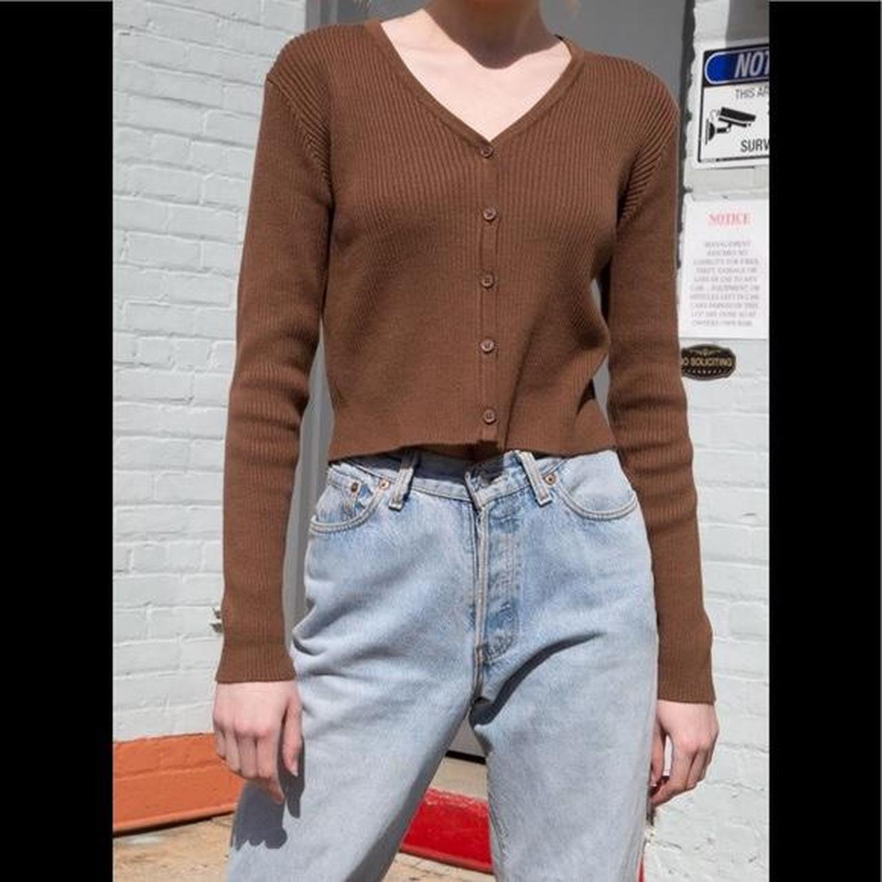 Brandy melville brown cropped cardigan sweater. Depop