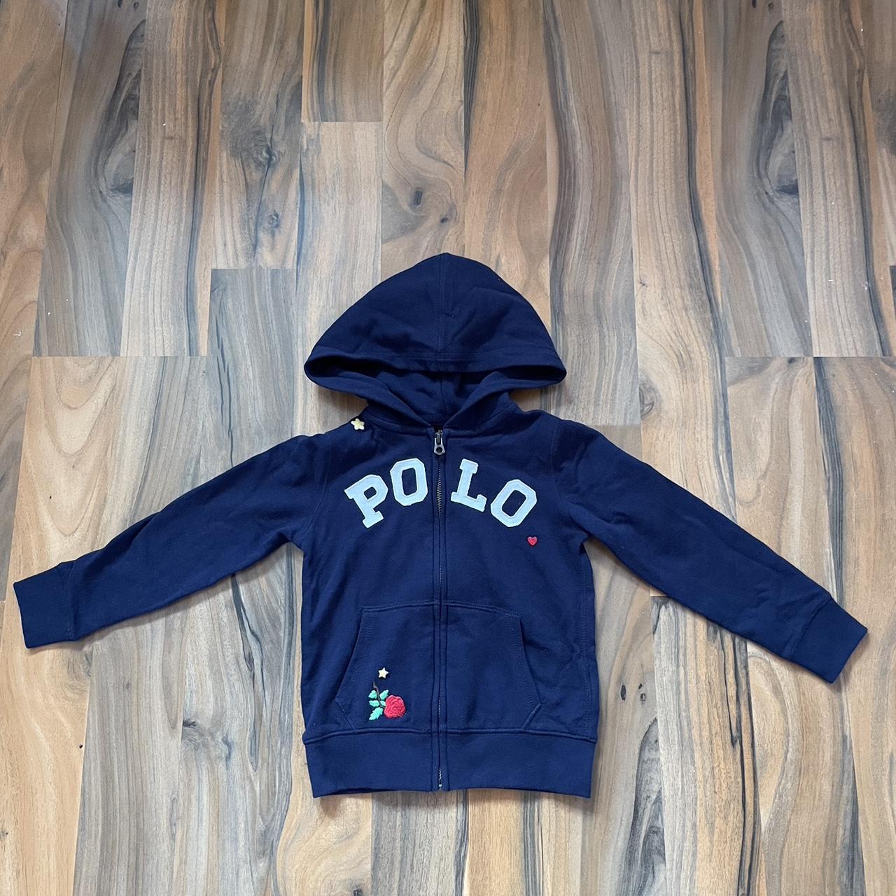 Boys dark blue polo zip hoodie. Aged 5 - Depop