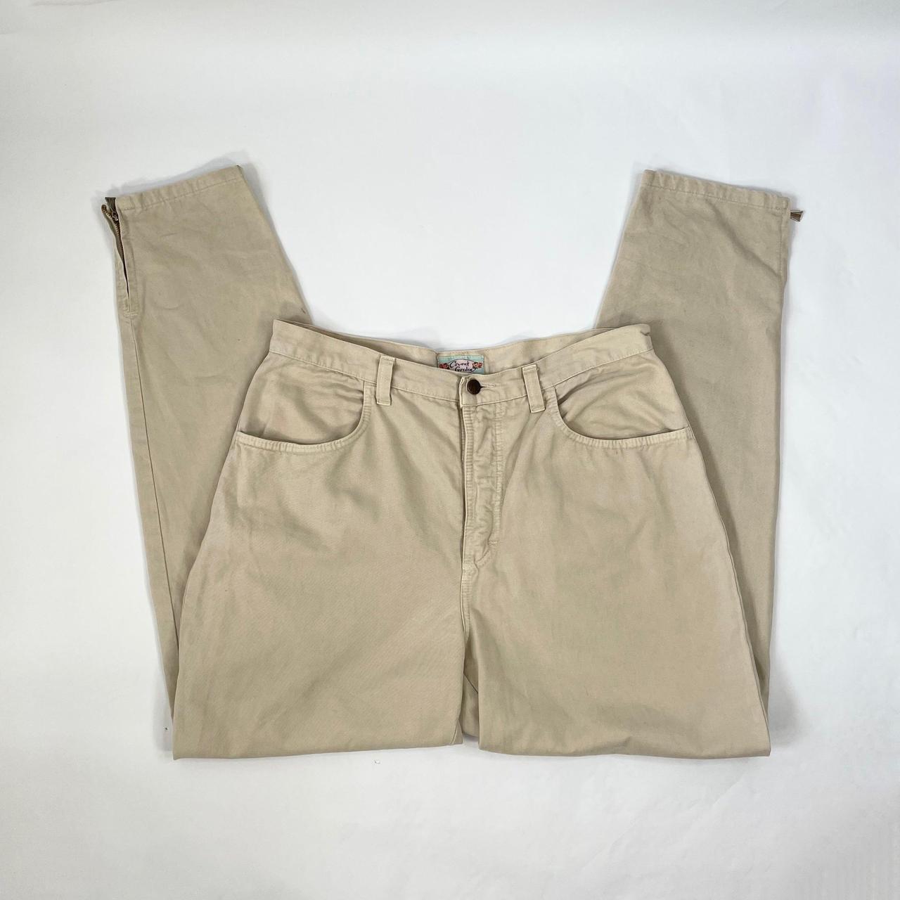 Vintage 90s cream mom jeans with high waist , zip... Depop