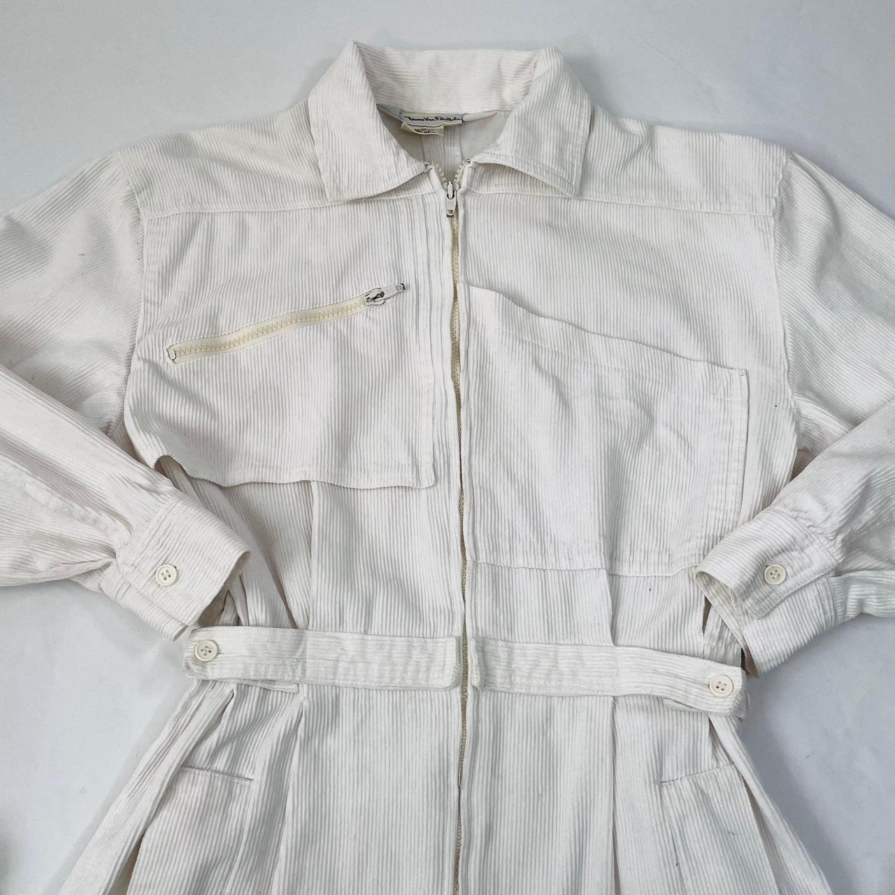 Vintage Diane Von Furstenburg white cord jumpsuit... - Depop