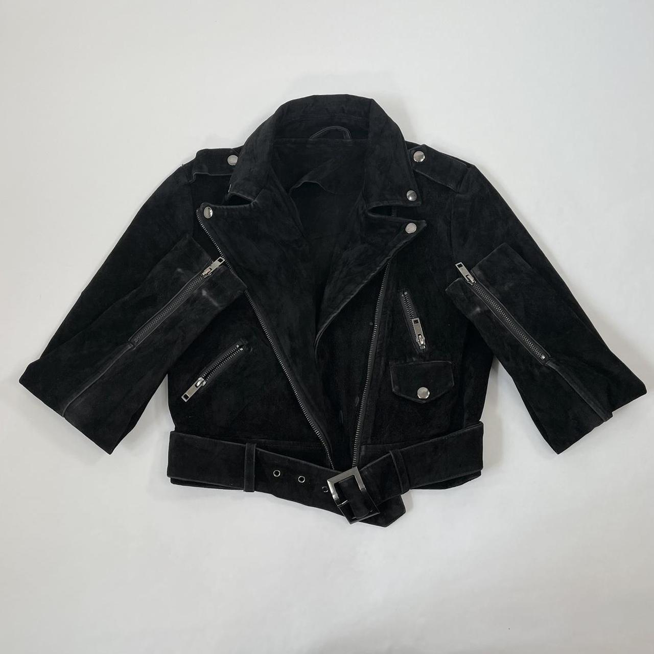 Black cropped suede jacket best sale