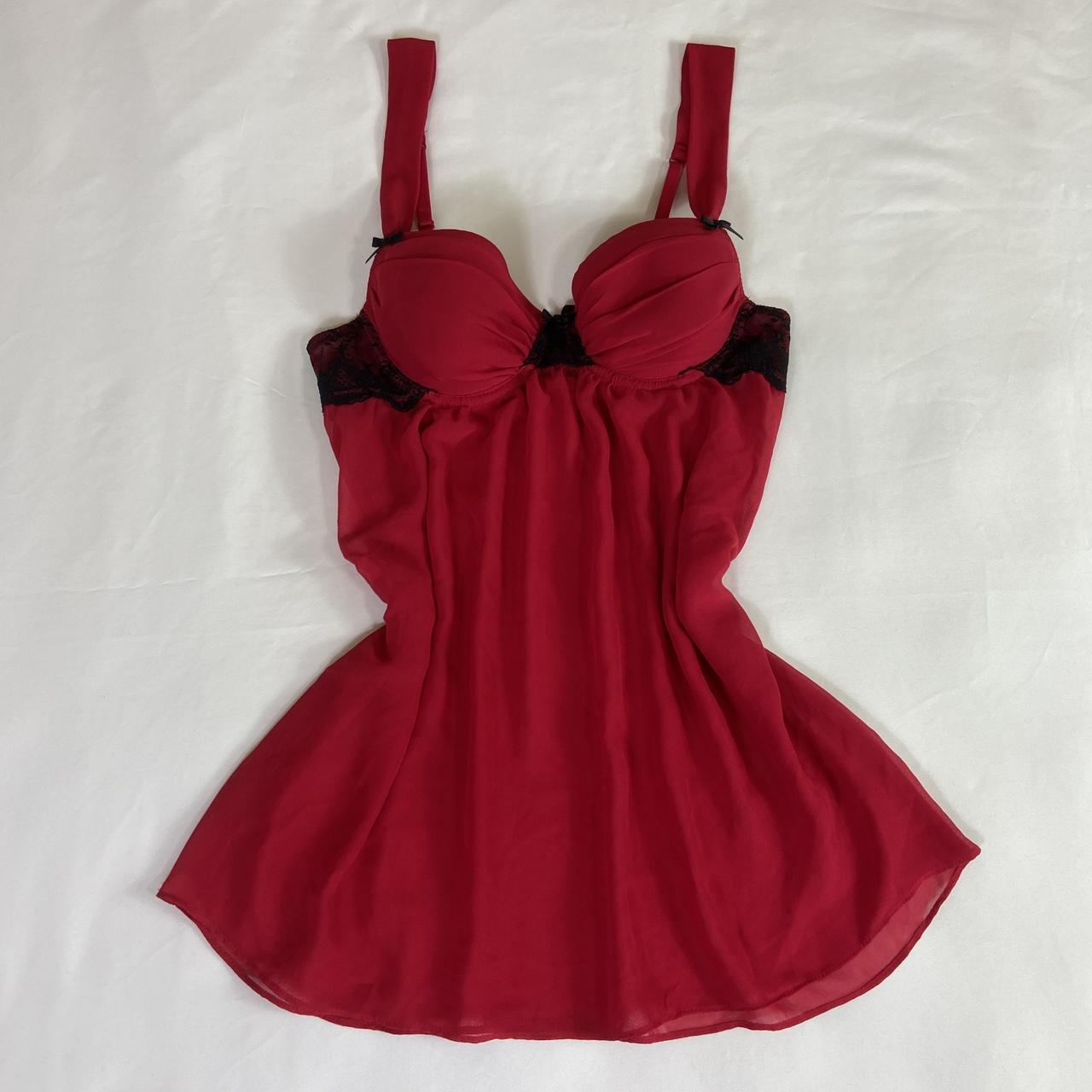 red sheer mini slip dress A sheer red mini slip... - Depop