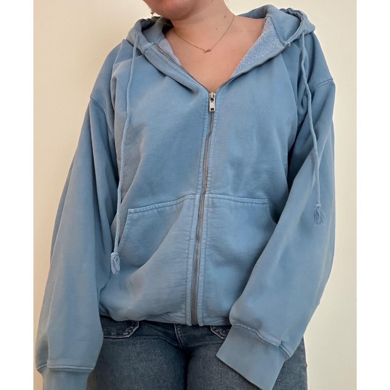【ri】Brandy Melville スウェット BRANDY MELVILLE Oversized Baby Blue Zip Up | Depop