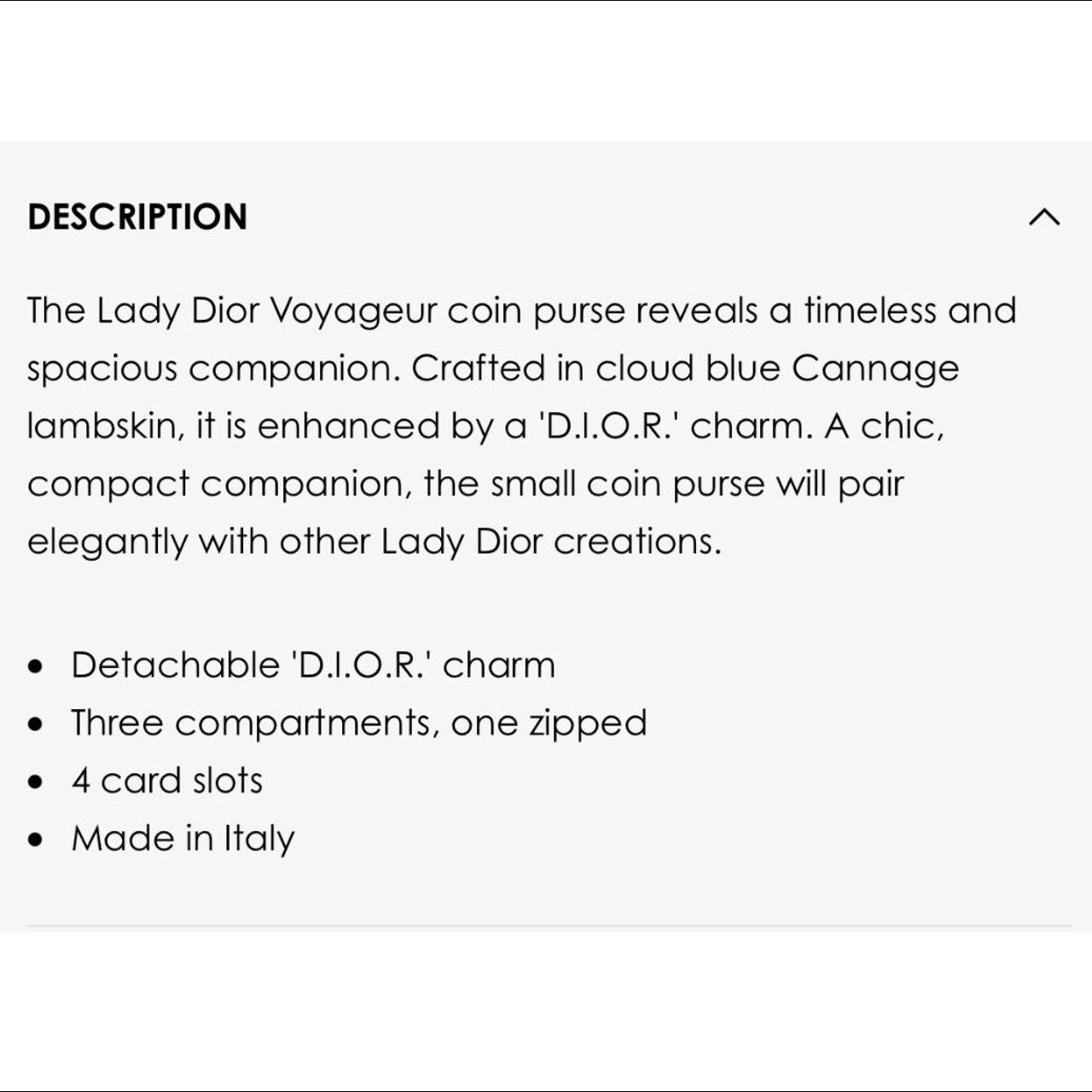 small lady dior voyageur coin purse in cloud blue... Depop