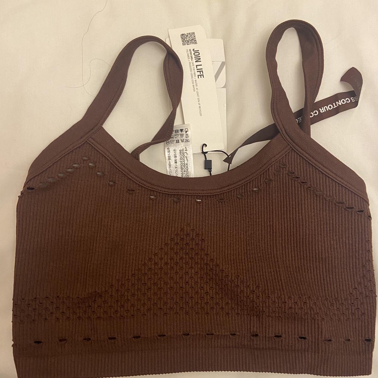 Zara brown cut out design vest crop top zara brown... Depop