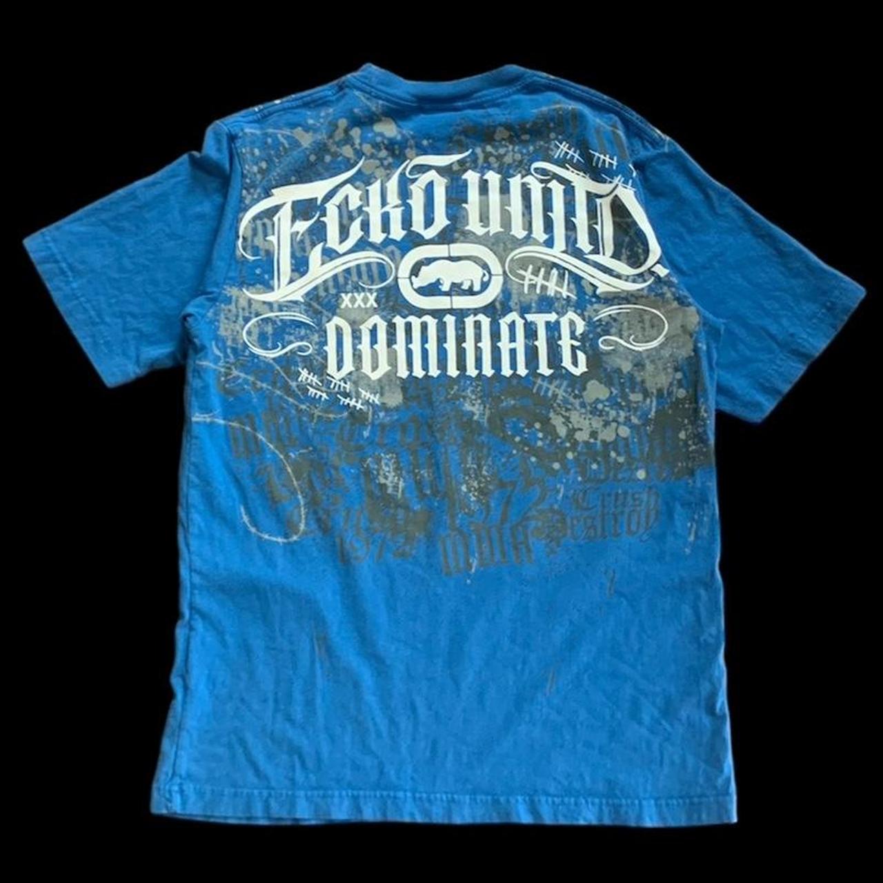 Blue ecko united shirt Really sick fist design on... - Depop
