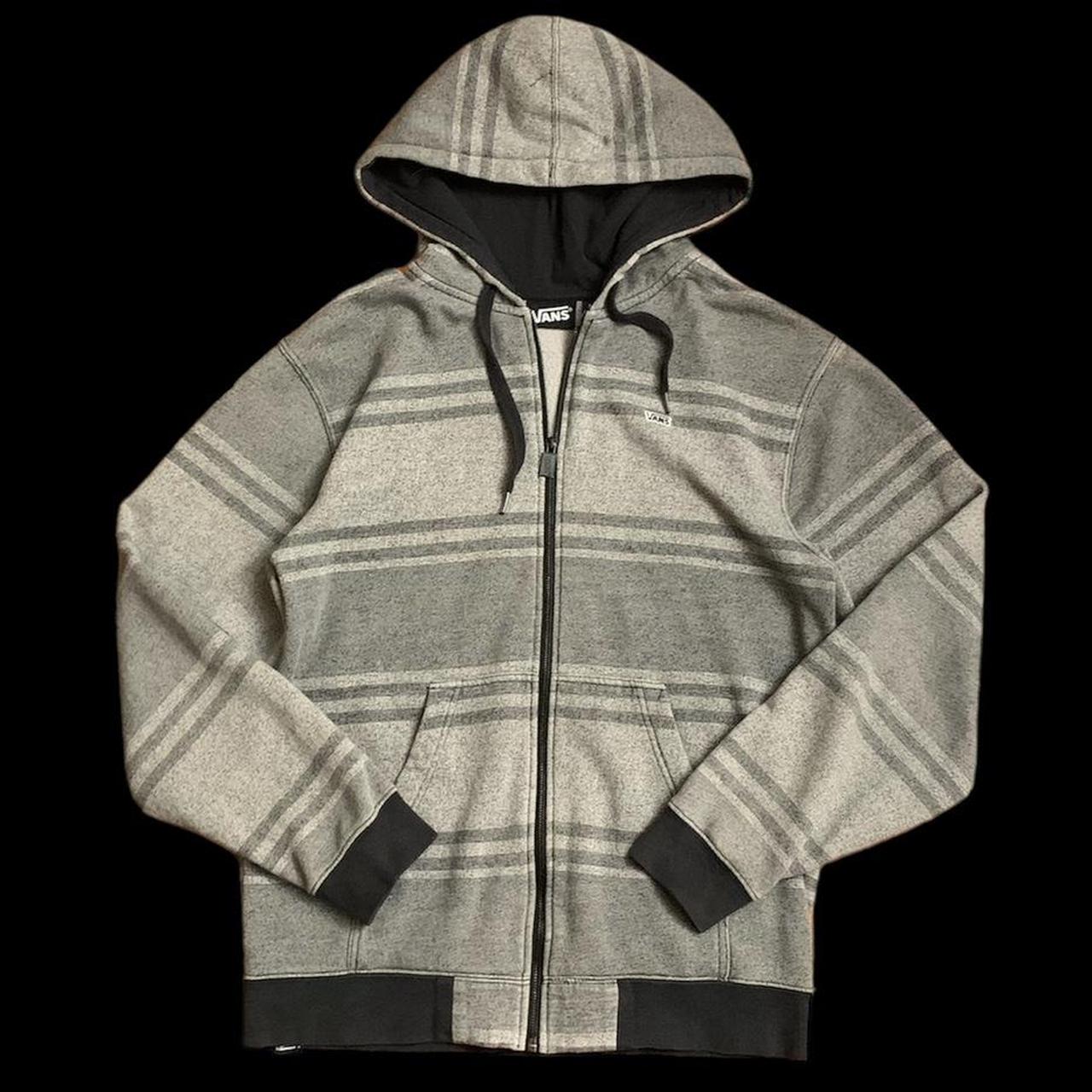 Really cool vans hoodie zip up with gray stripes on