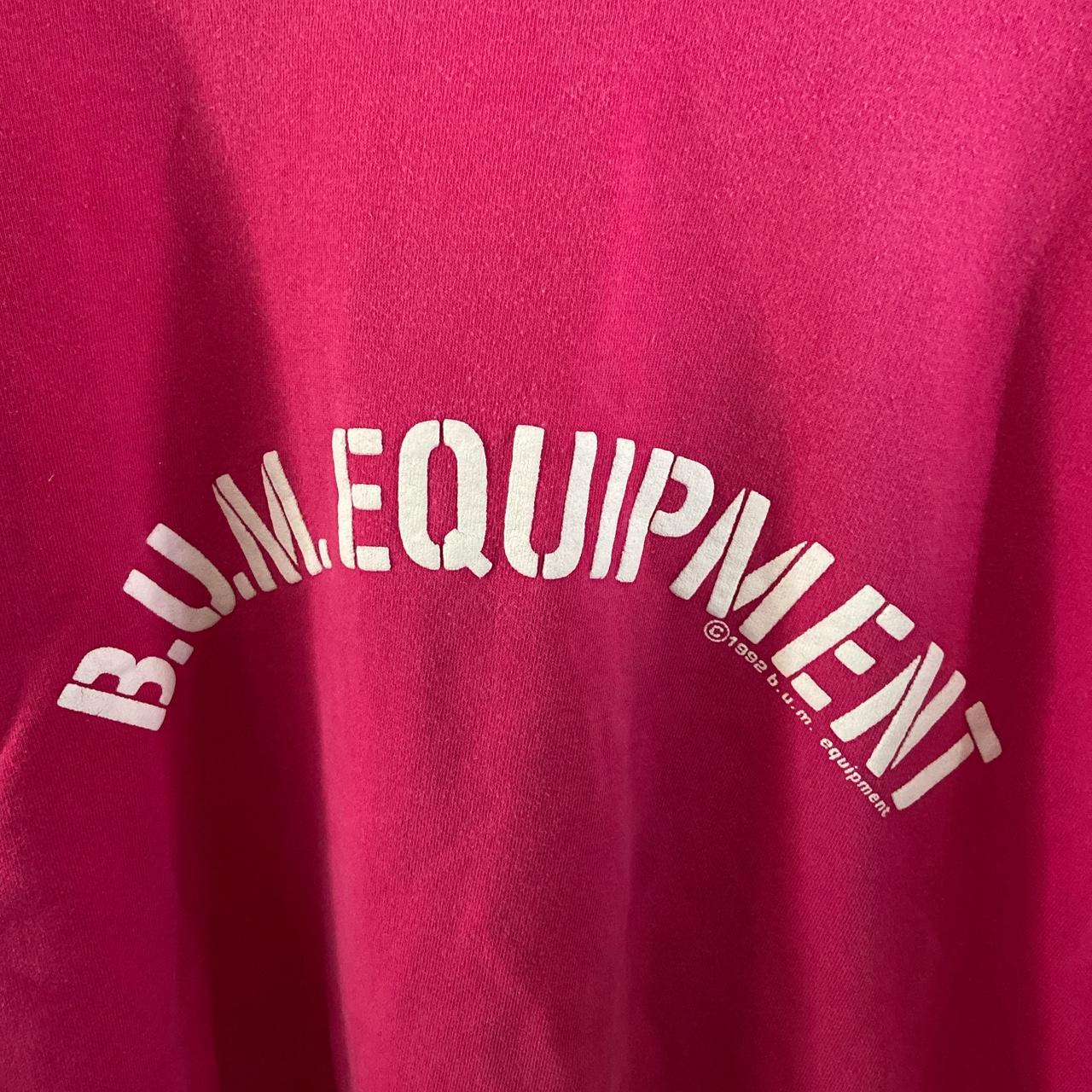 B.U.M. Equipment Women's Pink and White Sweatshirt Depop
