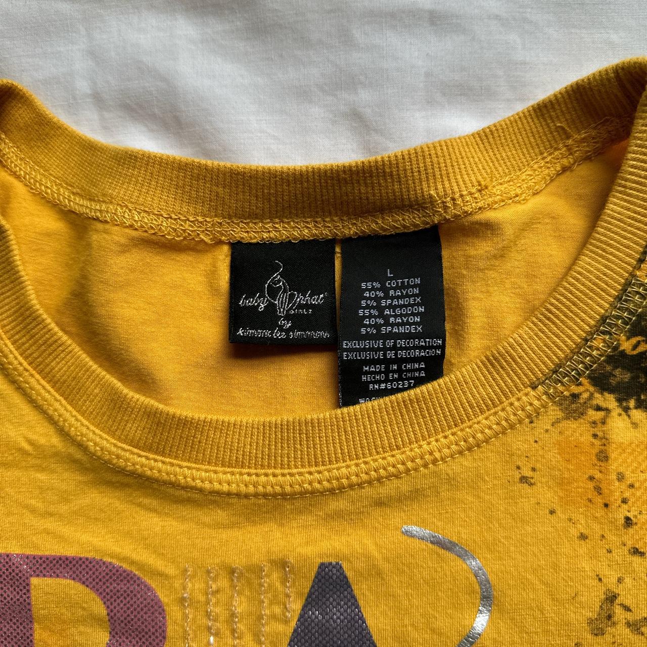 2000s Baby Phat girlz mustard yellow graphic baby... - Depop