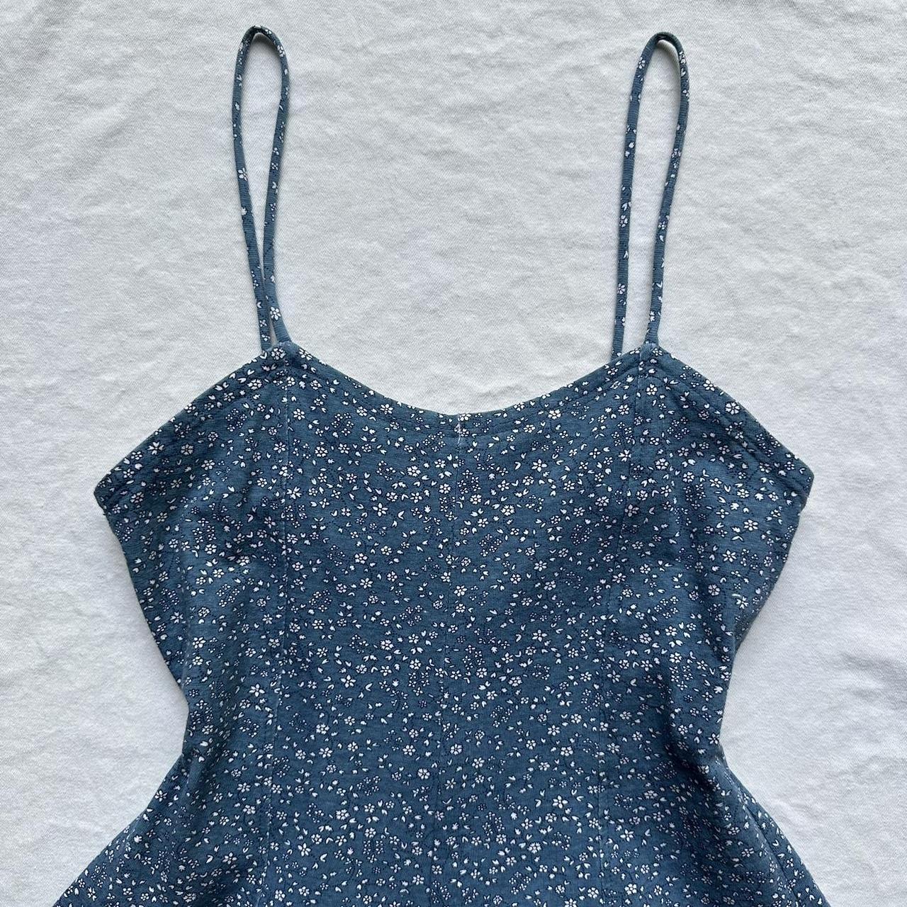 Vintage 90s ELAN USA cotton blue with white ditsy | Depop