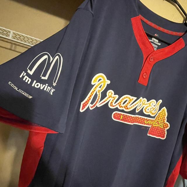 Men's Atlanta Braves Majestic Scarlet Alternate Cool - Depop