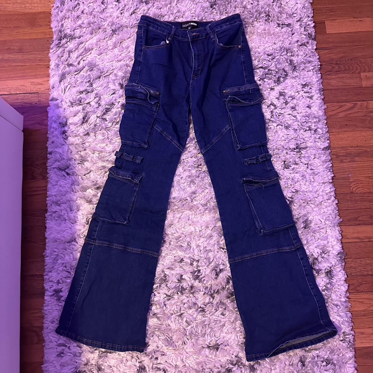 Flare Cargo Fashion Nova Jeans! Great quality and... - Depop