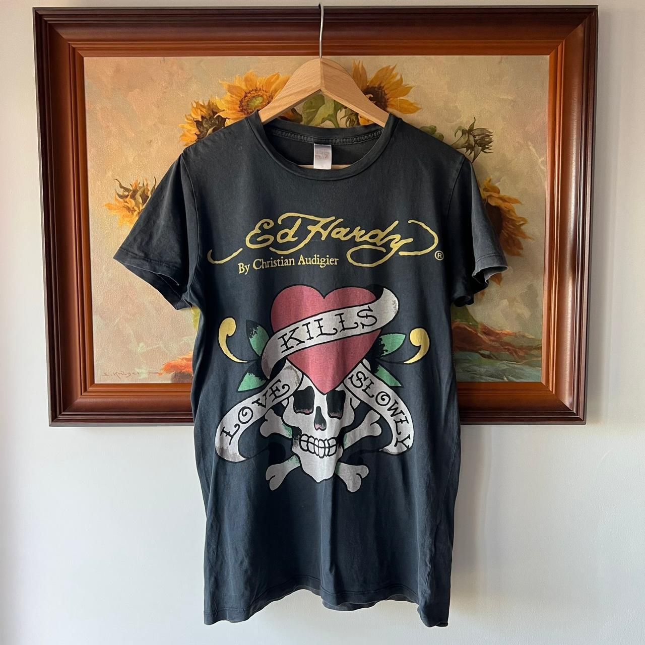 Ed hardy by Christian Audigier Y2K black... - Depop