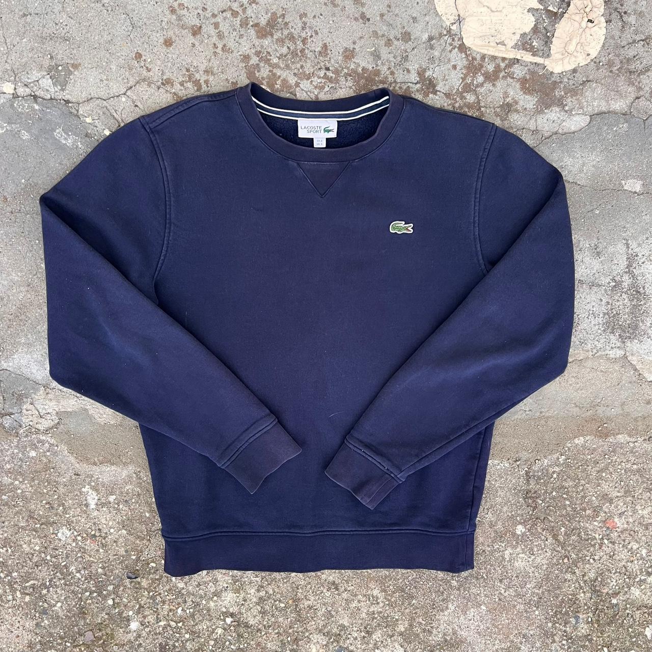 Lacoste Blue Navy Sweatshirt Vintage Basic Item is... - Depop