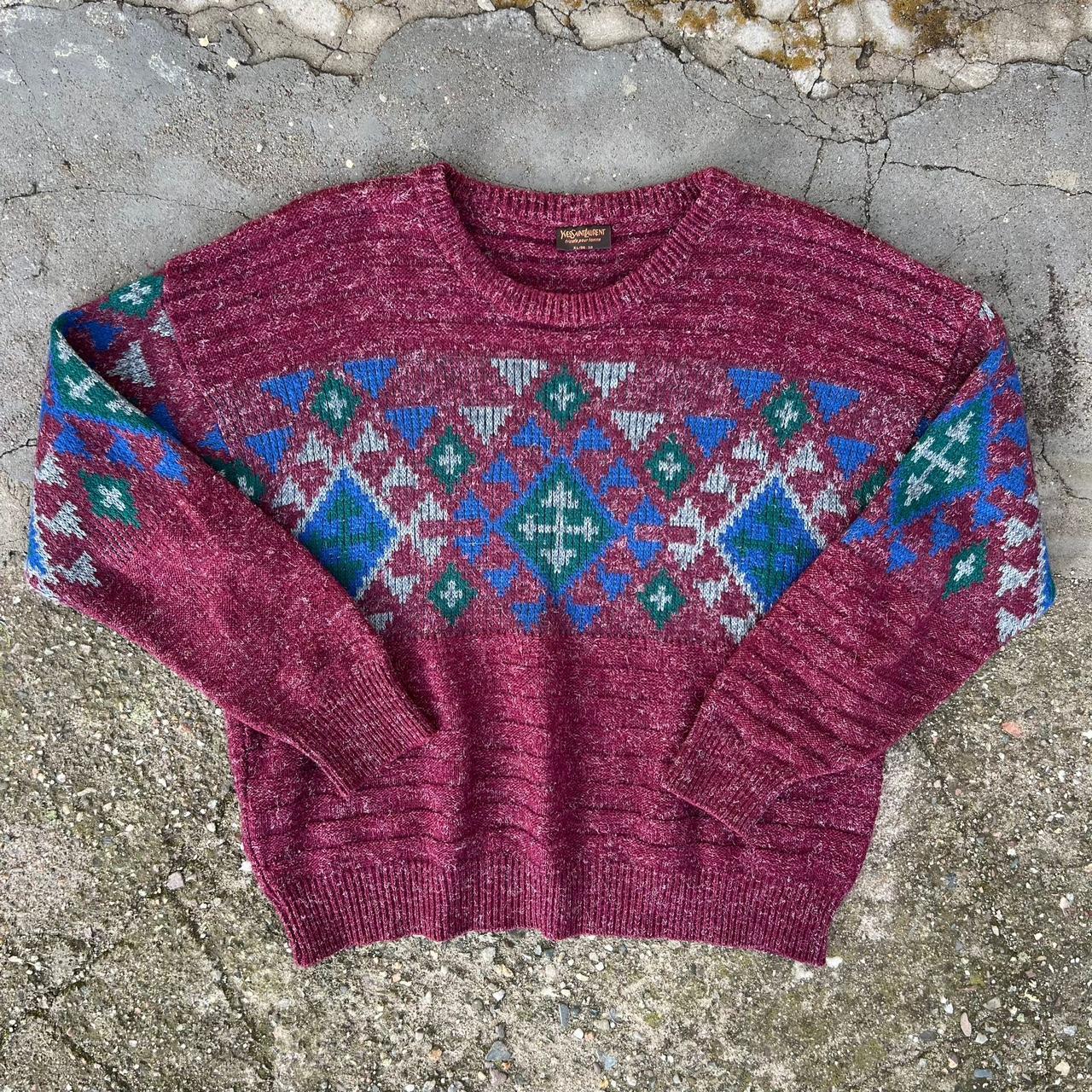 Yves Saint Laurent 90's｜Pattern Sweater Saint Laurent 90S Sweater In Mohair Black White Men's - US