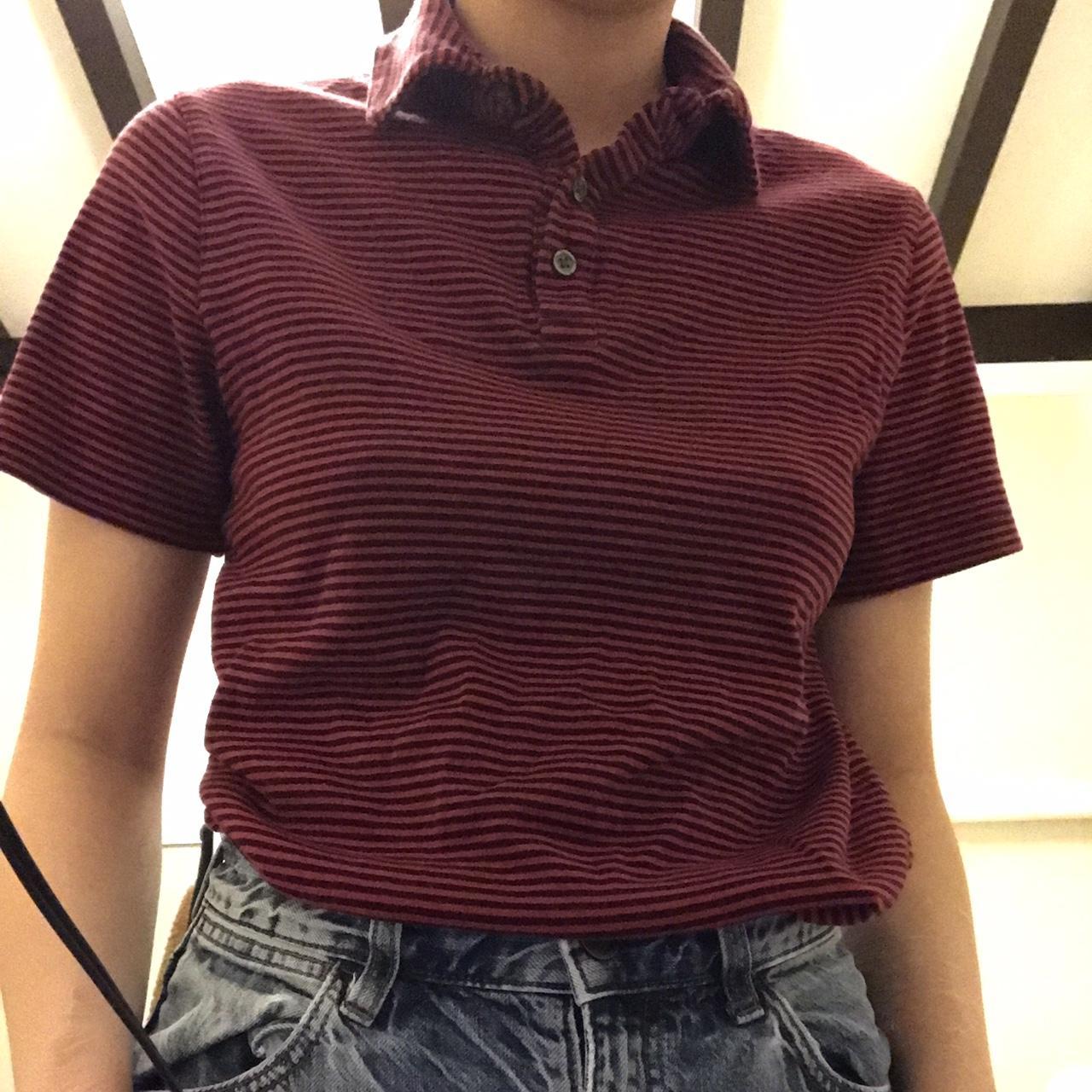Men's Burgundy and Black Poloshirts Depop