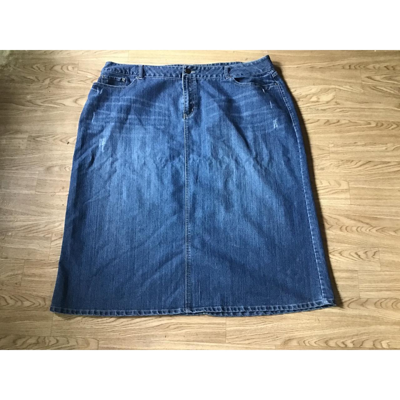 Avenue Jeans Denim Skirt Size 26 Distressed Whiskers