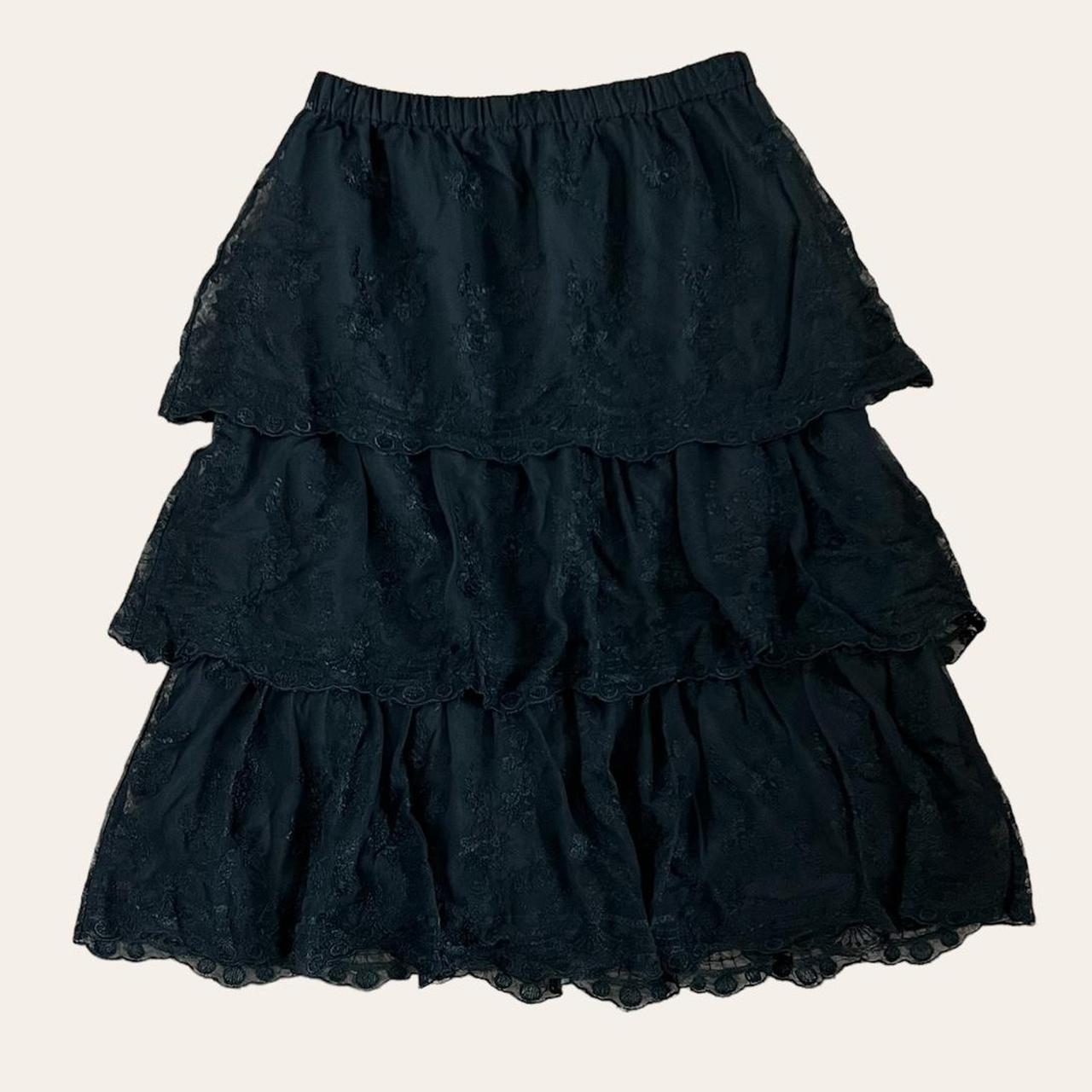 Black lace maxi skirt Vintage/ brand hunt club/ 3... - Depop