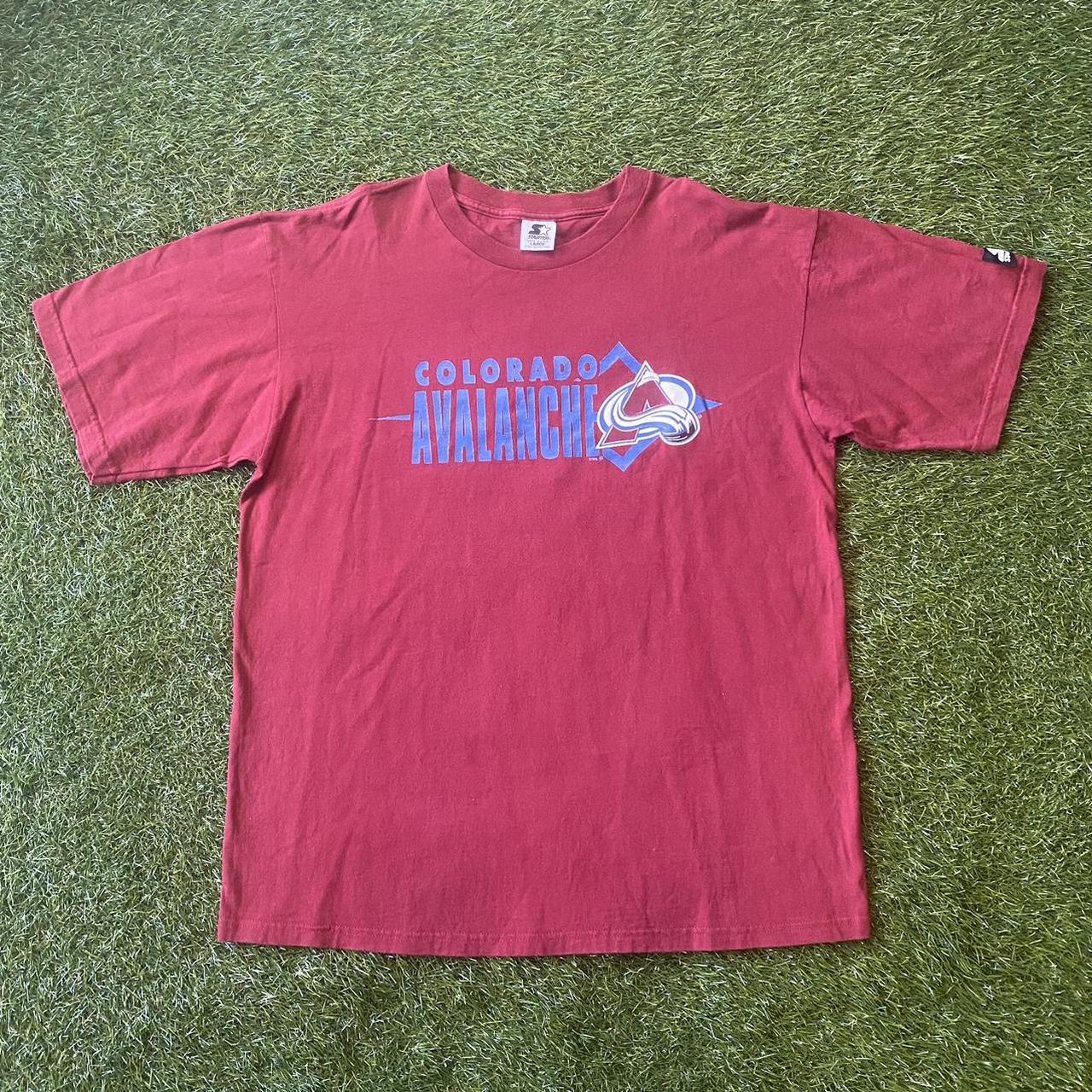 Vintage 90s Colorado Avalanche Hockey Starter Tee... - Depop