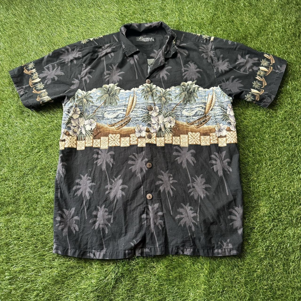 Vintage Hawaii Wrap Around Graphic Button Up Shirt... - Depop