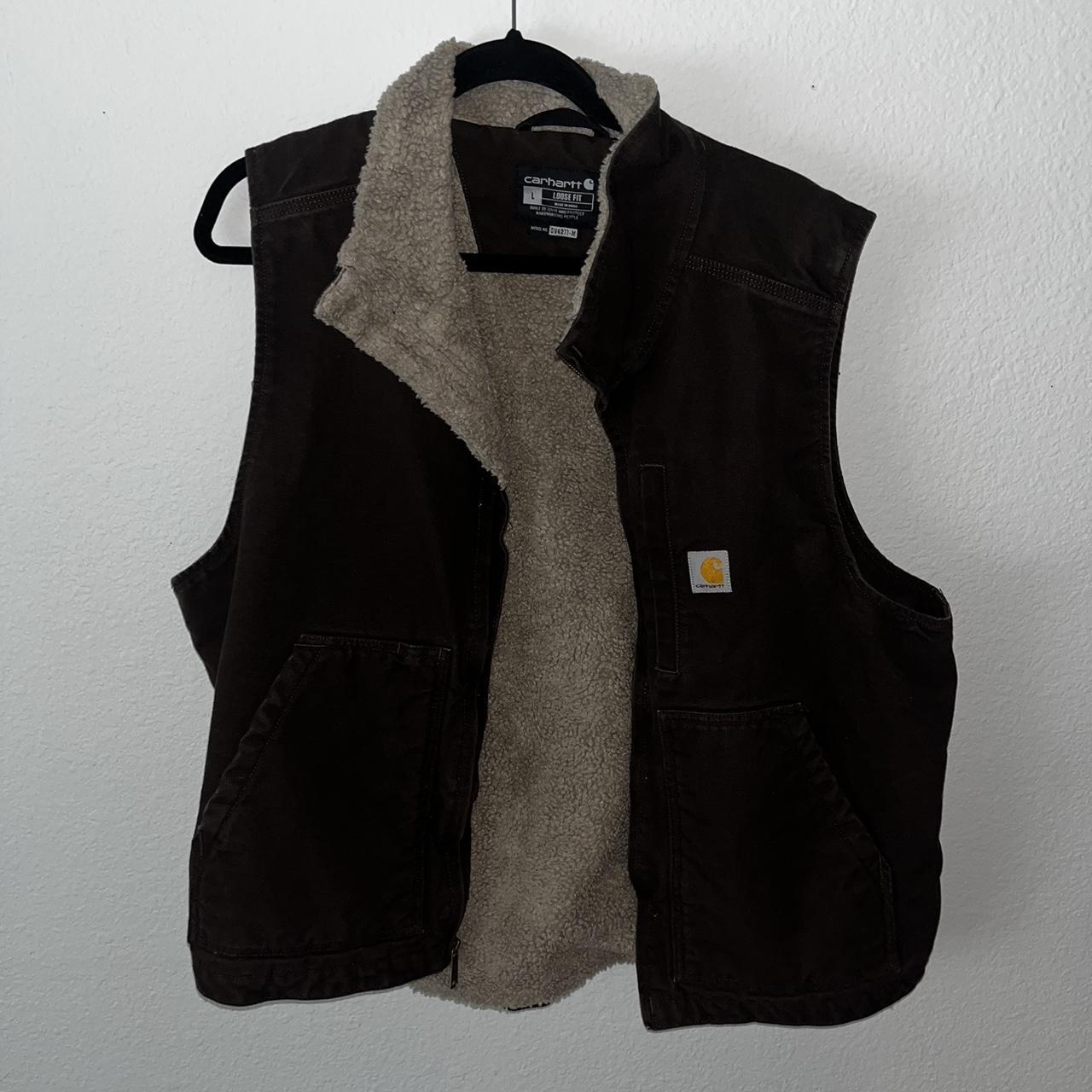 brown carhartt sherpa vest, brand new, bought new... - Depop