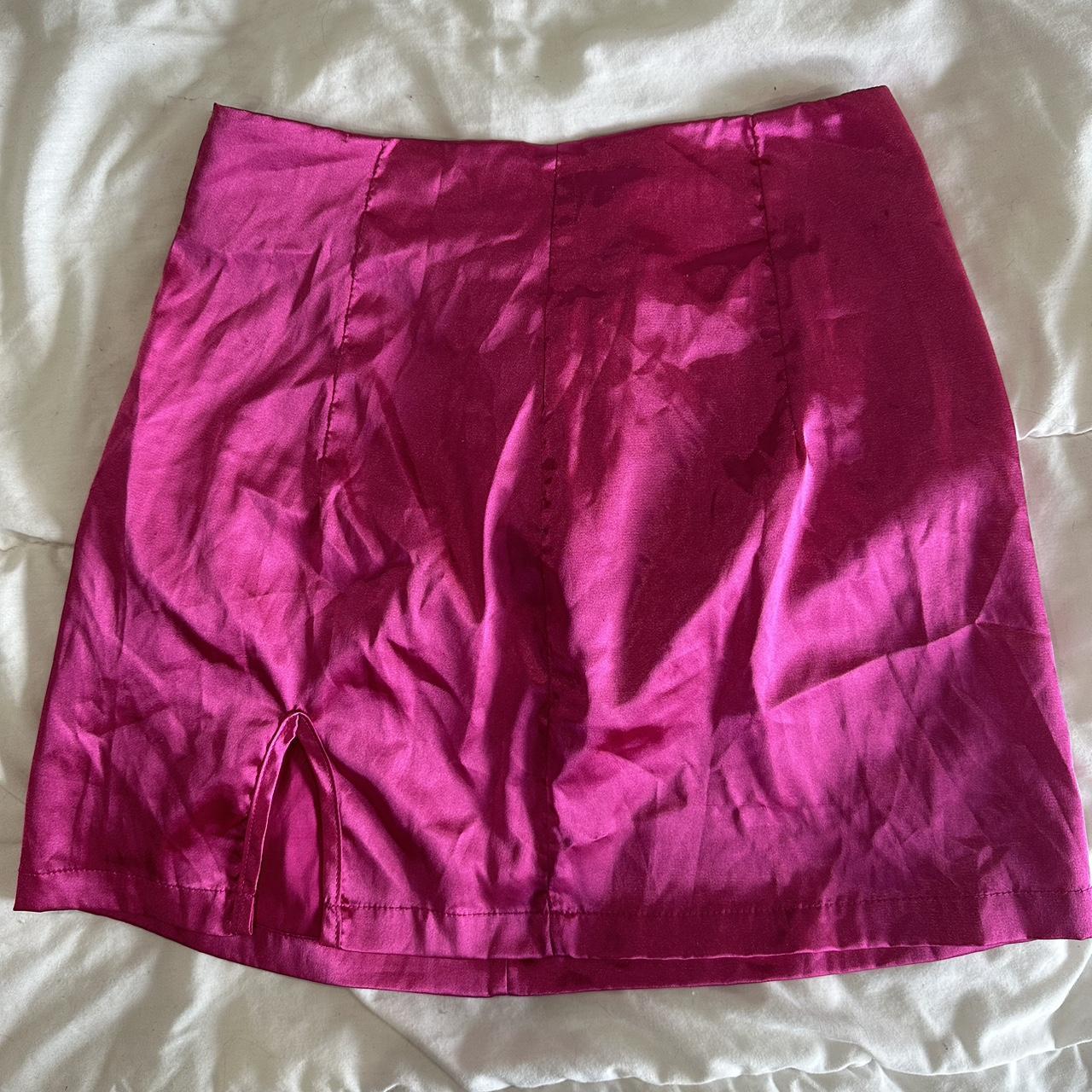 Hot Pink Satin Silk Skirt W A Slit Barbie Vibes Depop 