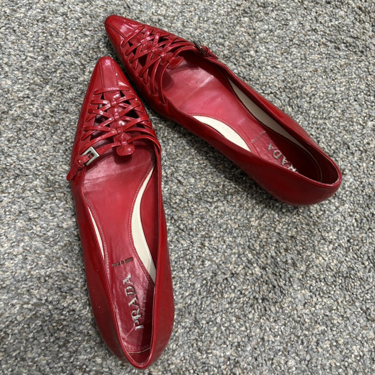 Prada red store patent leather shoes