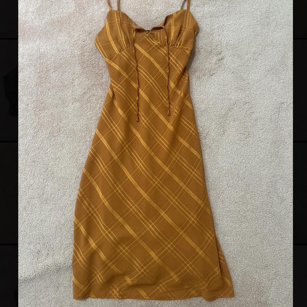 Mustard yellow midi slip Forever 21 dress 2... Depop