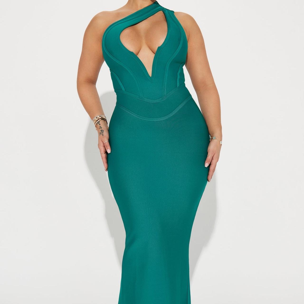 Fashion nova teal dress hotsell