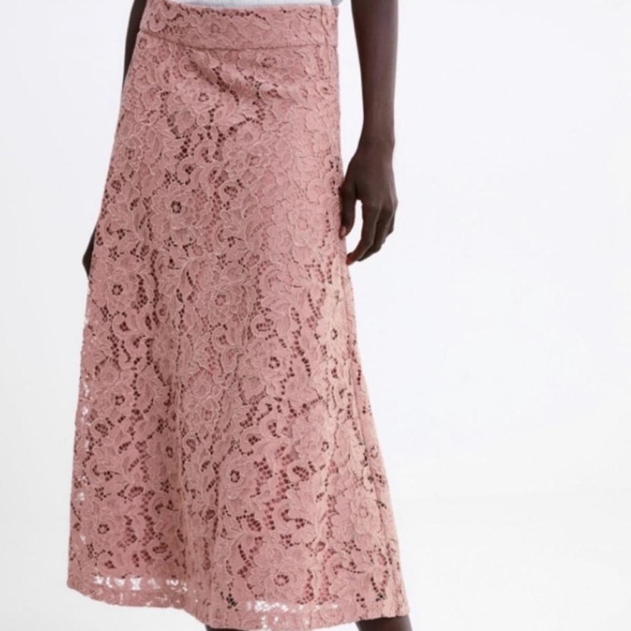 Zara pink lace midi skirt Size L In good condition Depop