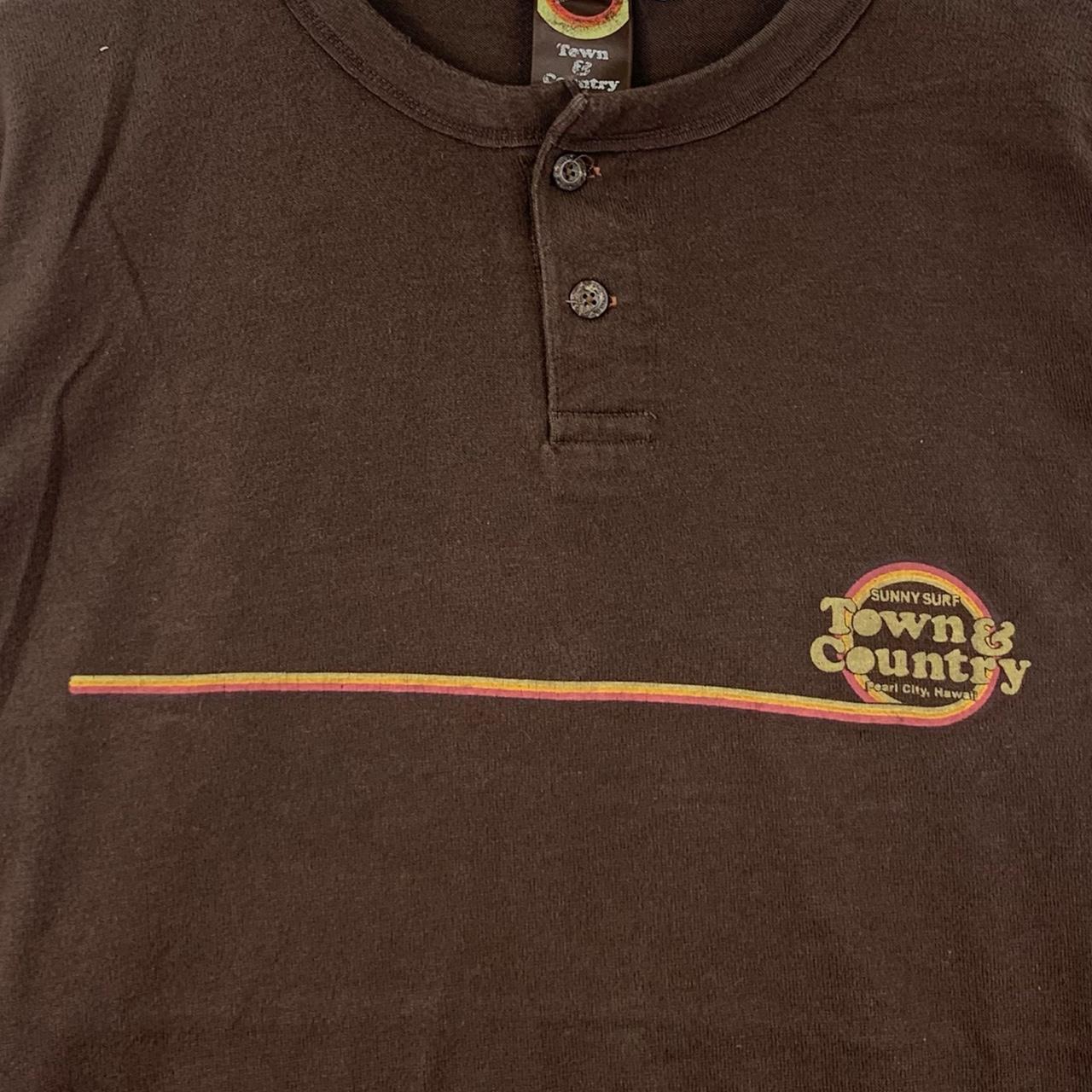 Vintage TOWN COUNTRY HAWAII Surf Henley Tee Shirt... - Depop