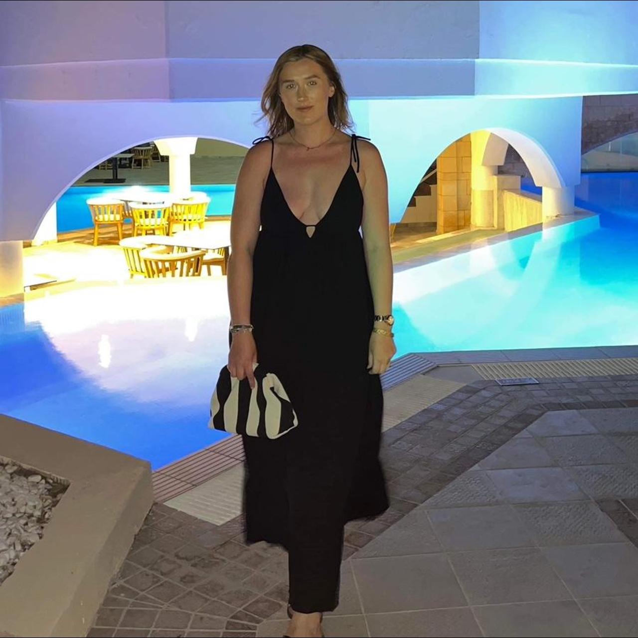 Black maxi dress, worn once for a few hours on holidays - Depop
