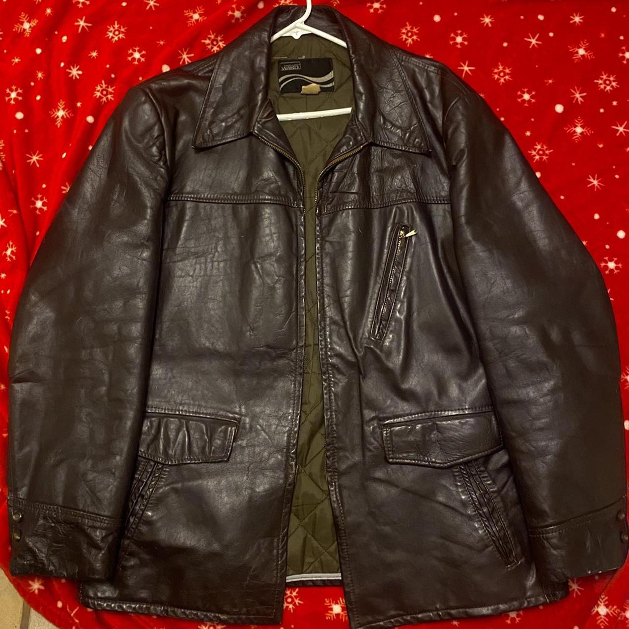 1970s Montgomery Ward レザージャケット Vintage Montgomery Ward Leather Jacket Mens Size 44T Brown