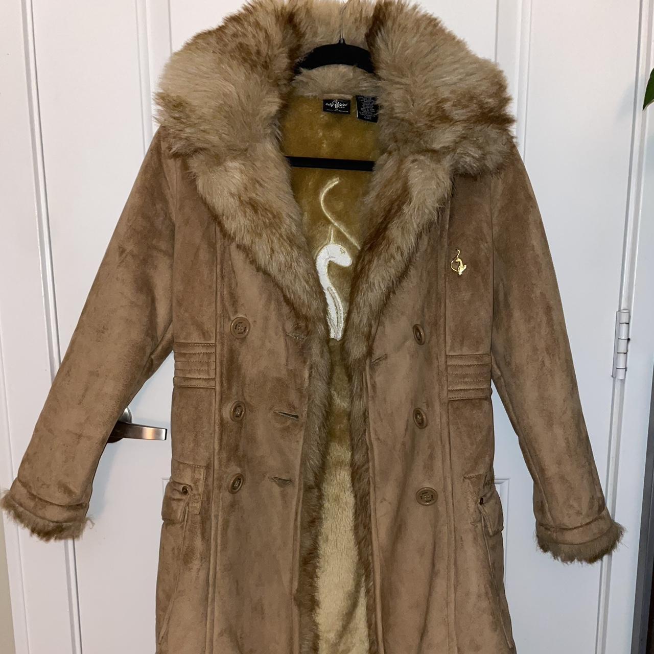 Baby Phat Women's Tan and Gold Coat | Depop