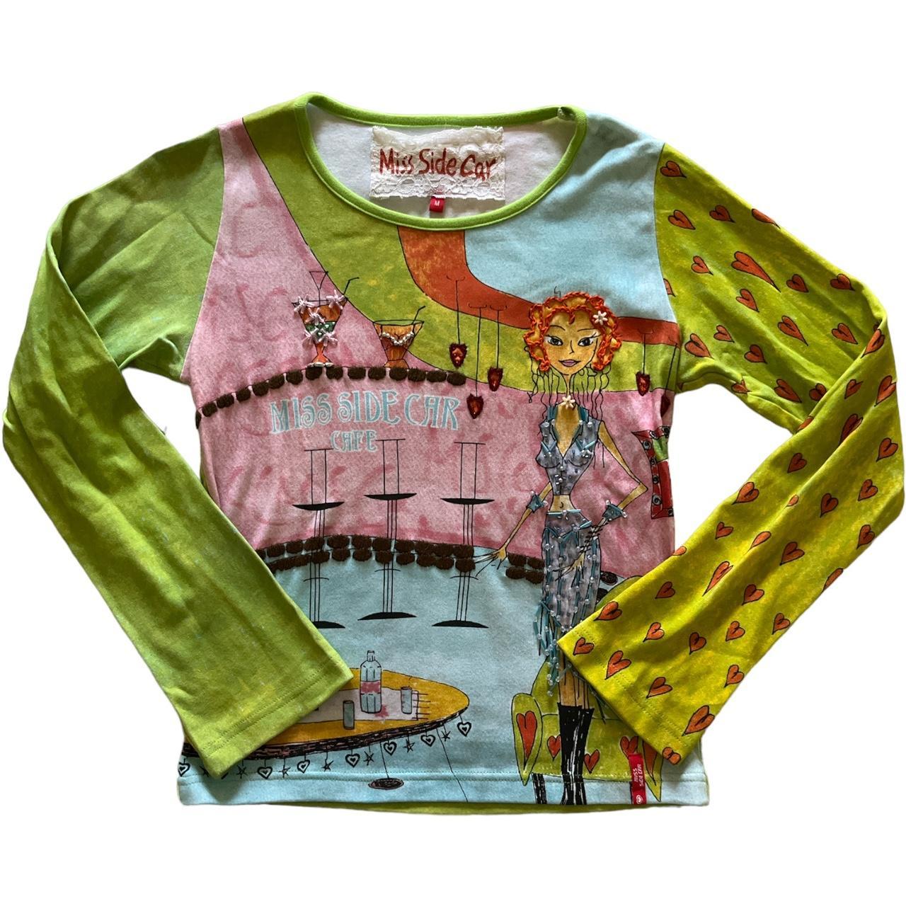 funky woman print graphic top Labelled as size... Depop